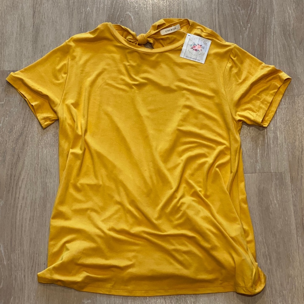 Cherish Mustard Yellow Open Back Top